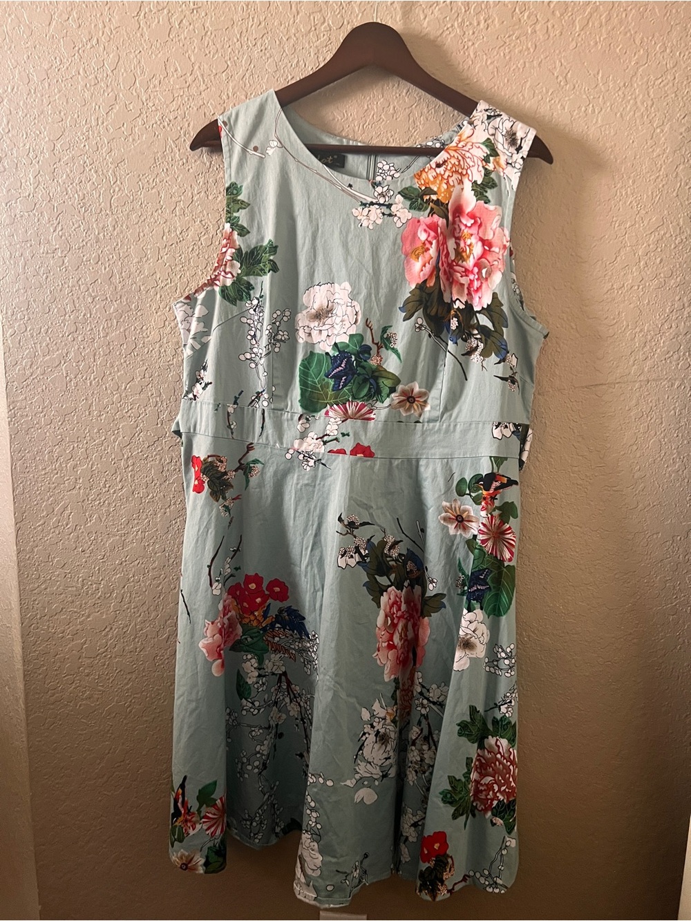 L Floral Mint Green Sleeveless Dress